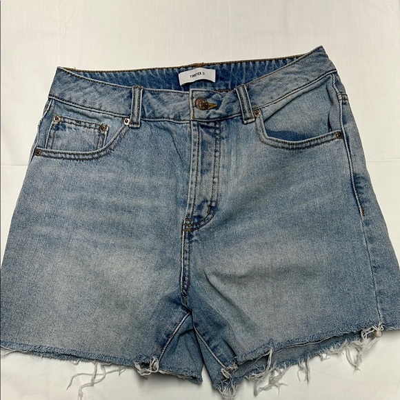 Forever 21 cotton denim cut off shorts petite size 25 light wash button fly - Picture 1 of 12